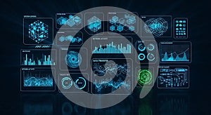 Futuristic HUD Interface Data Visualization, System Monitoring