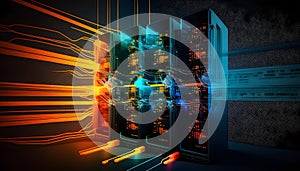 Abstract futuristic workstations, ai concept, illustration ai generative photo