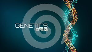 Abstract fututristic dna helix structure. Genetics biology science background. Future medical technology.