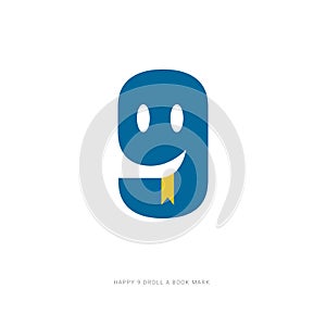 Abstract G Letter with happy smile and droll a yellow book mark