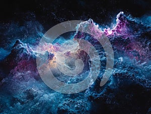 Abstract galactic background with a luminous brain outline symbolizing cosmic cognition universal ideas and neural exploration photo