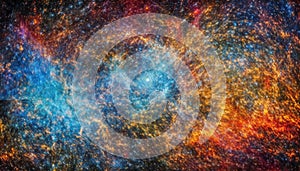 Abstract galaxy backdrop with exploding supernova and multi colored patterns generated by AI