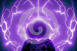 abstract gamepad joystick in neon light. Generative AI