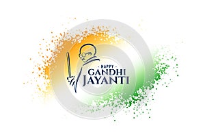 abstract gandhi jayanti banner in tricolor splash style background vector