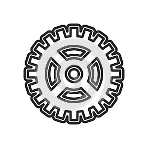 Abstract Gear Wheel Outline Icon on White