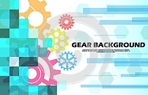 Abstract gear wheel pattern on a colorful technology square background EP.1