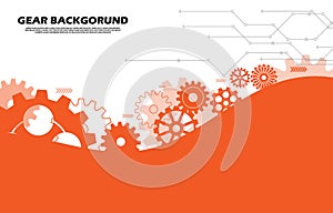 Abstract gear wheel pattern on orange technology background EP.1