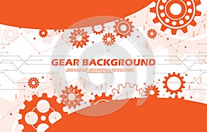 Abstract gear wheel pattern on orange technology background EP.12