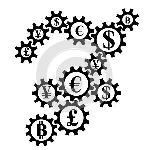 Abstract gearing with currency coins