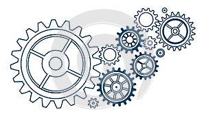 Abstract Gears and Cogs Mechanical Elements, vector design Generative AI