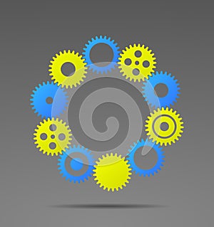 Abstract gears on a gray background