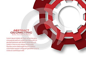 Abstract gears red technical background with place for your text