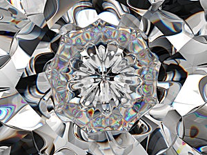 Abstract Gemstone or diamond texture closeup and kaleidoscope