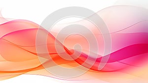 Abstract gentle hot pink orange waves design with smooth curves and soft shadows on clean modern background