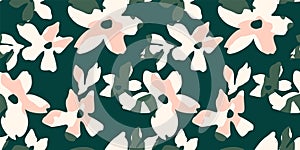 Abstract gentle seamless pattern with flowers. Modern design for paper, cover, fabric, interior decor and other