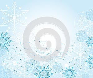 Abstract gentle winter frame with snowflakes