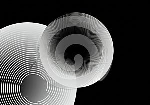 Abstract geometric art features two overlapping circular patterns