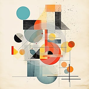 Abstract Geometric Art Prints: Vintage Modernism Collage Posters photo