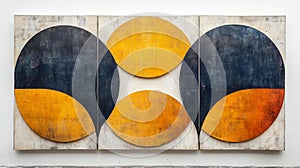 Abstract Geometric Art with Yellow and Black Circles Generative AI photo