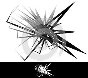 Abstract geometric, artistic element with random overlapping shapes