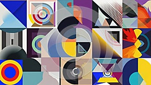 Designs concentric circles, intersecting lines, and symmetrical forms,