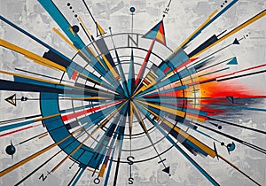 Abstract geometric artwork featuring a dynamic