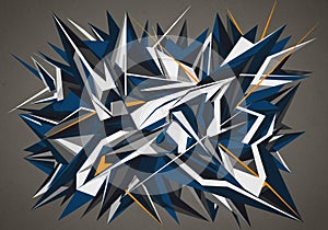 Geometric artwork with sharp, angular shapes overlapping in a