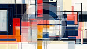 Abstract Geometric Artwork with Vibrant Colors and Bold Lines