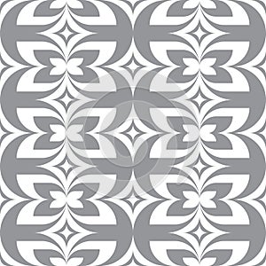 Abstract geometric backgroud. Gray leaves stylized symbols. Decorative seamless pattern.