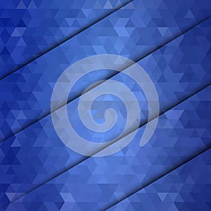 Abstract geometric background of blue triangles. Horizontal realistic shadow. eps 10