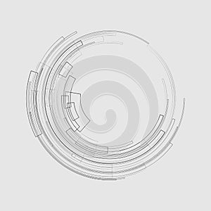 Abstract geometric background with concentric circles Light circles on a gray background graphic geometric lines Technology