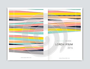 Abstract geometric background. Cover design for Brochure leaflet flyer. Bright diagonal lines. A4 size.