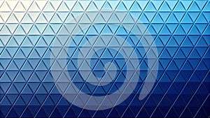 Abstract geometric background with a deep blue gradient across a modern triangular pattern.
