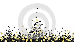 Abstract geometric background with exploding triangles in black and yellow