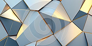 Abstract Geometric Background Gold and Silver Metallic Triangular Pattern
