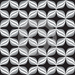 Abstract geometric background in grayscale colors. Monochrome flower petals stylized symbols.