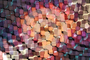 Abstract geometric background. Grid with cells of different shapes and colors. 3D rendering.