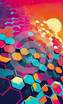 Abstract geometric background with hexagons in a random pattern, background for design,