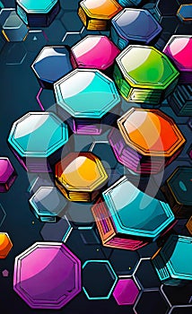 Abstract geometric background with hexagons in a random pattern, background for design,