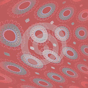 Irregular concentric circles pattern pink turquoise pastel red
