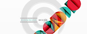 Abstract geometric background with layered gradient shapes forming dynamic patterns. Overlapping semi circles and