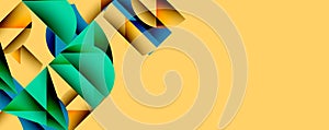 Abstract geometric background with layered gradient shapes forming dynamic patterns. Overlapping semi circles and