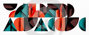 Abstract geometric background with layered gradient shapes forming dynamic patterns. Overlapping semi circles and