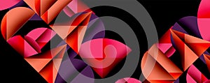 Abstract geometric background with layered gradient shapes forming dynamic patterns. Overlapping semi circles and