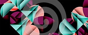 Abstract geometric background with layered gradient shapes forming dynamic patterns. Overlapping semi circles and