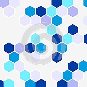 Abstract geometric background made of blue hexagons. Design template for brochure, cover, banner, poster, flyer.