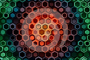 Abstract geometric background made of chaotic hexagonal surface polygons.