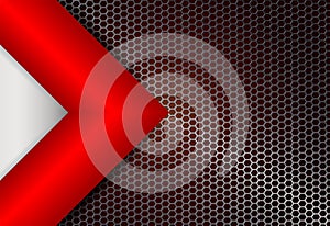 Abstract geometric background, metal grille with a red arrow