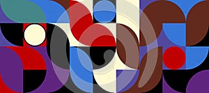 abstract geometric background pattern, retro style, with circles, semicircle, paint strokes and splashes