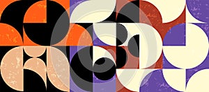 abstract geometric background pattern, retro style, with circles, semicircle, paint strokes and splashes